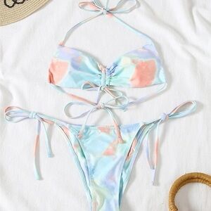 SHEIN Women’s Tye Dye Drawstring Bikini